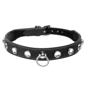 Leather Rhinestone Collar (Style/Color/Size: Diamond)